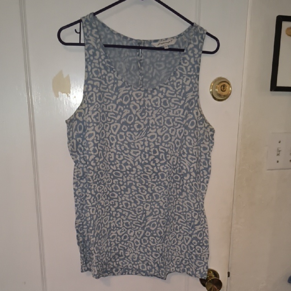 Foxcroft | Blue and White Leopard Print Tank Top